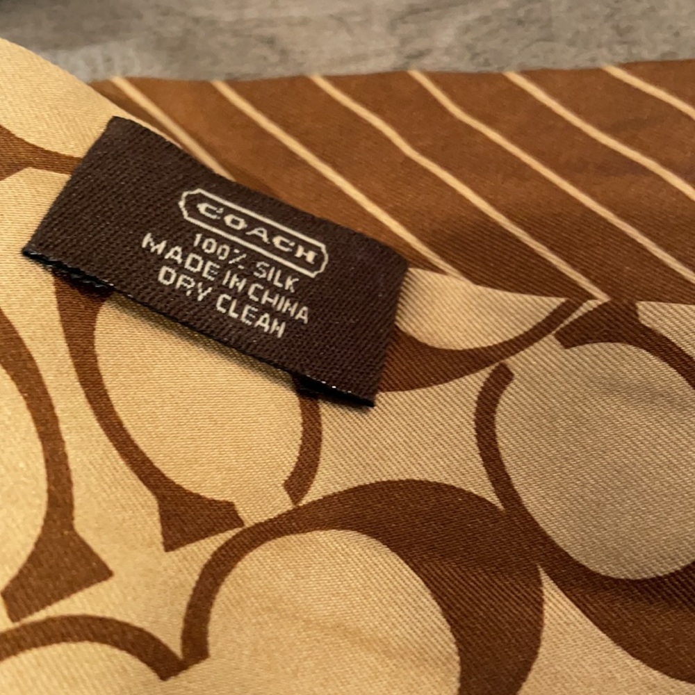 Brown Coach Silk Scarf - Picture 3 of 4